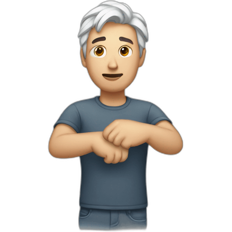 a guy with his hands frozen emoji