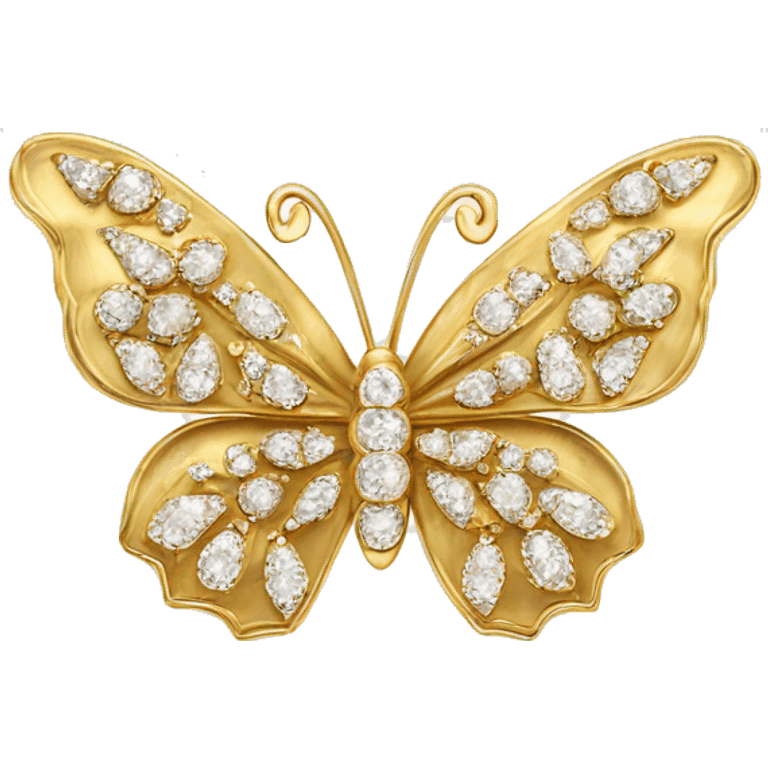 Gold butterfly jewel with heart shaped diamonds emoji