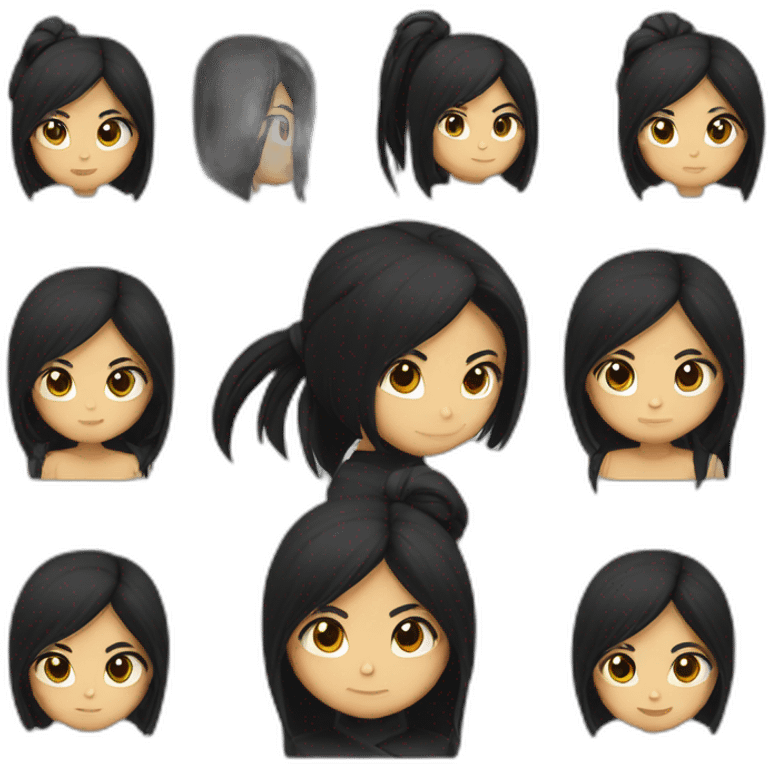 long black hair, ninja, girl,medium-skin emoji