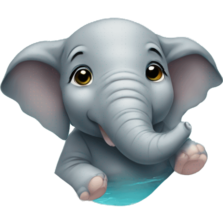 baby elephant in the pool emoji