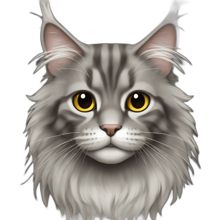 Maine coon grey black brown emoji