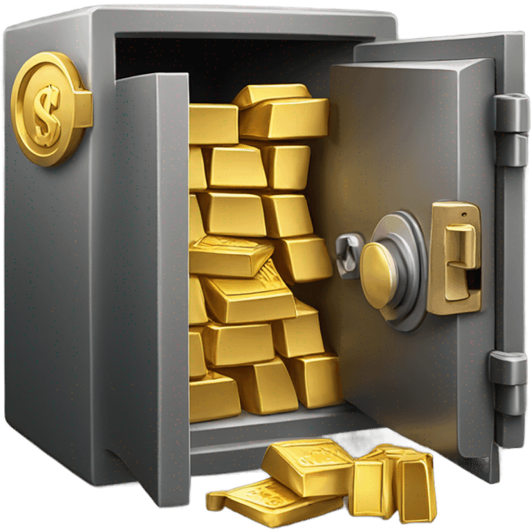 super realistic open safe with gold emoji