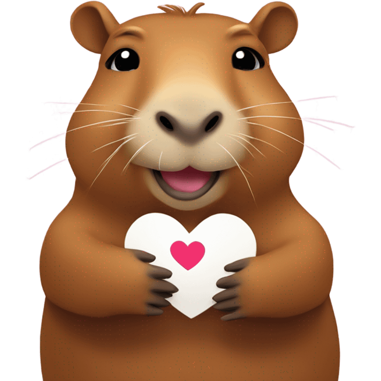 Capybara feliz con un corazón en manos emoji