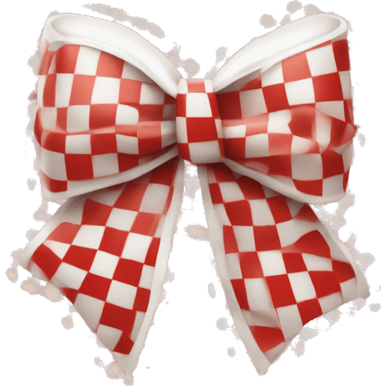 white bow in red checkered pattern emoji