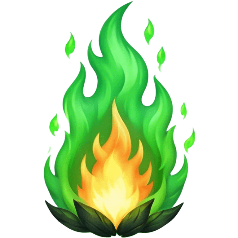 Cinematic Realistic green fire with lifelike textures emoji