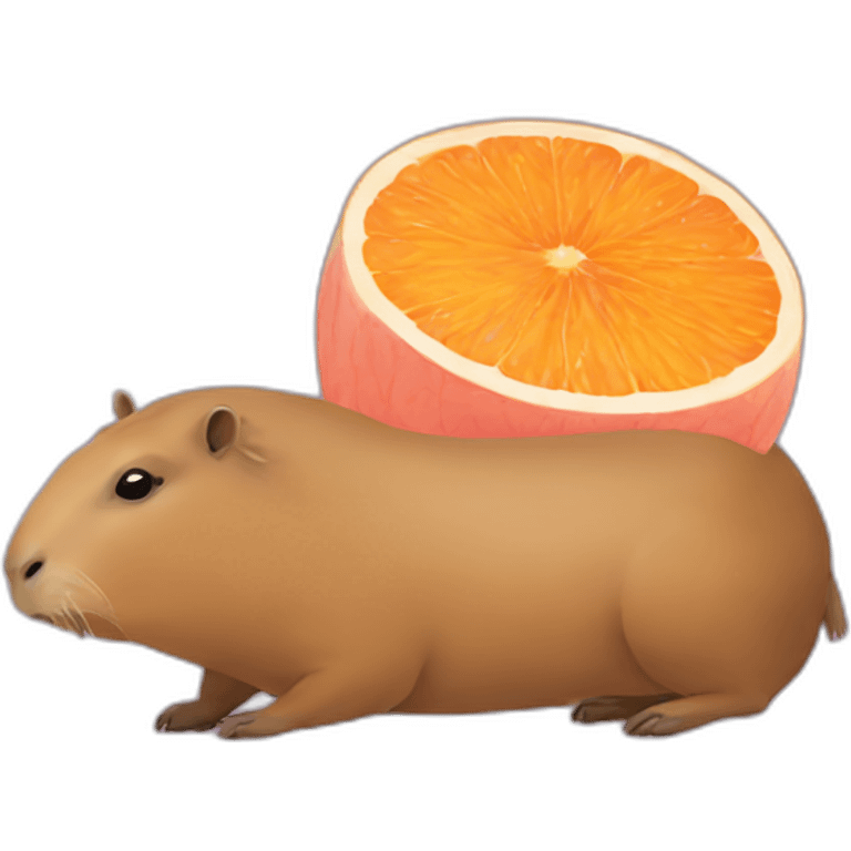 Capybara with a pomelo on its head emoji