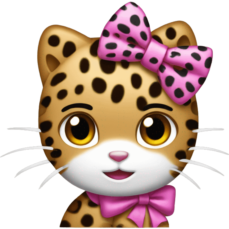 Hello Kitty with a leopard-colored bow emoji