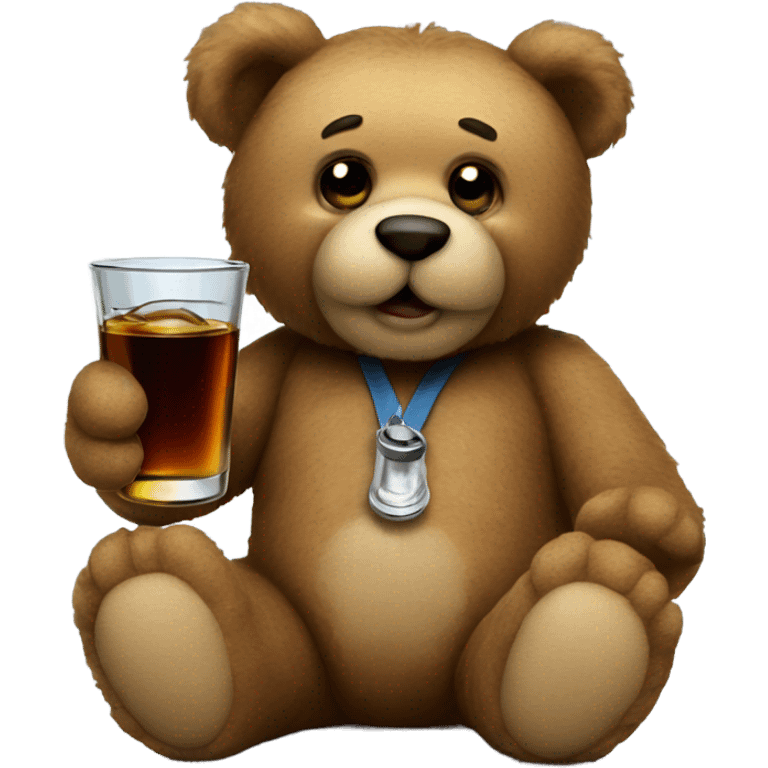 teddy bear holding a shot glass  emoji