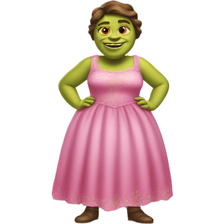 shrek wearing pink dress emoji