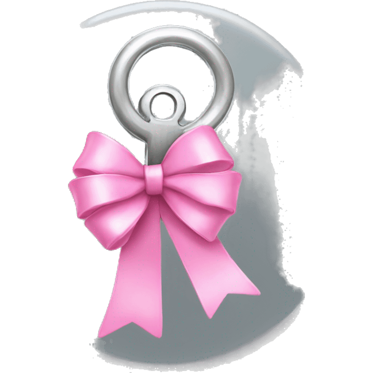 Silver key with pink bow emoji