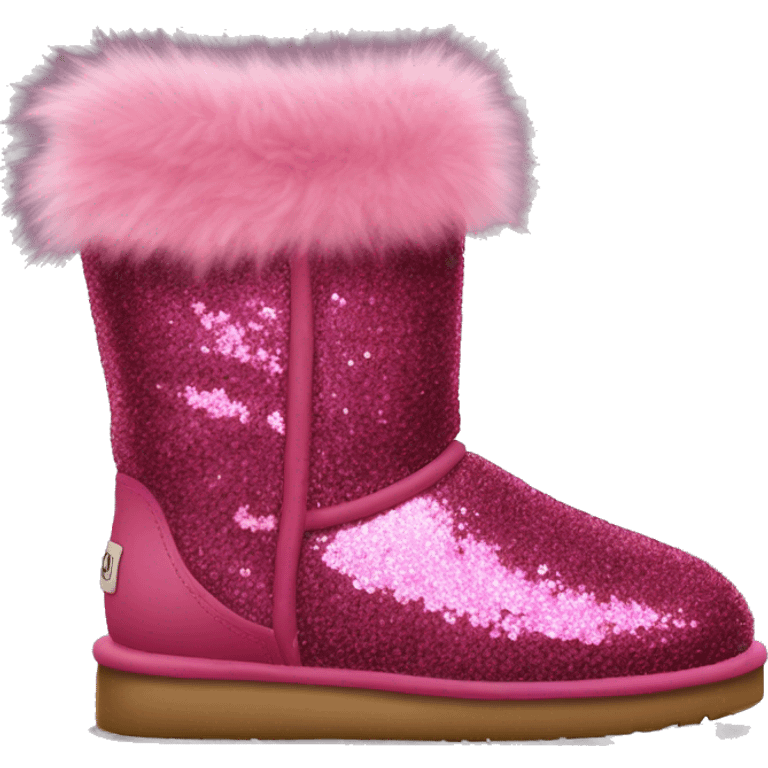 Realistic raspberry glitter and fur Ugg boots. emoji