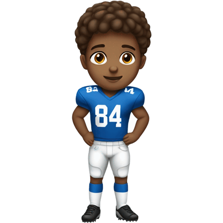 Brown haired boy with football jersey #84 emoji