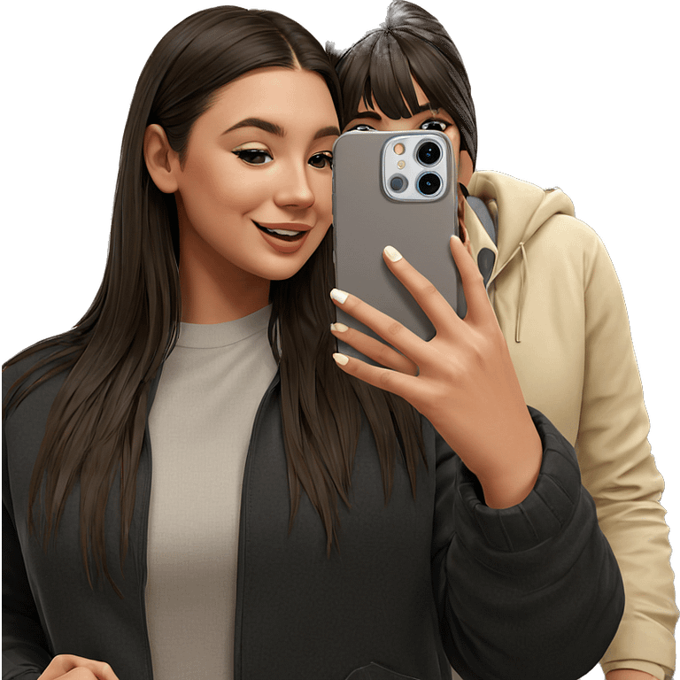 girl taking joyful selfie indoors emoji