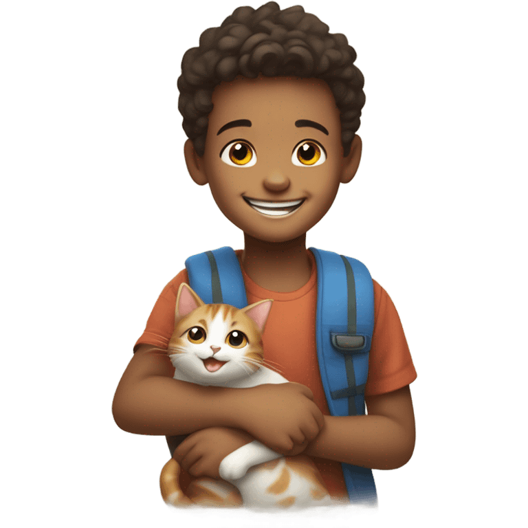 happy boy with cat meme emoji