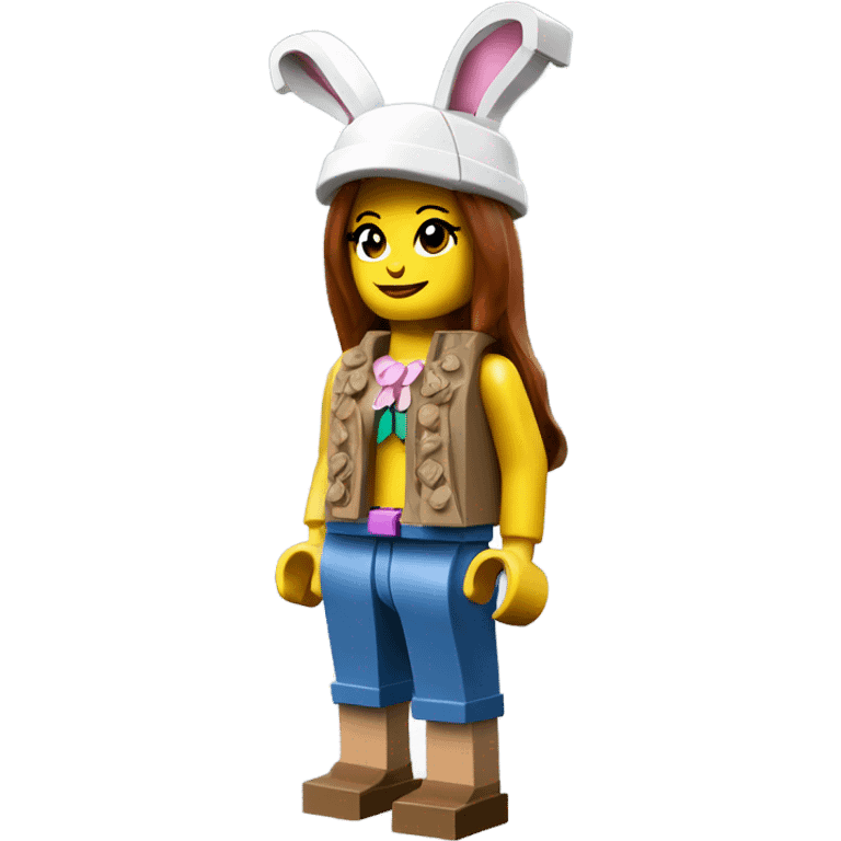 Lego toy girl whole body with rabbit hat simple one emoji