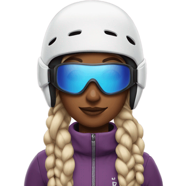 Cool girl with braids and a ski helmet and ski goggles  emoji