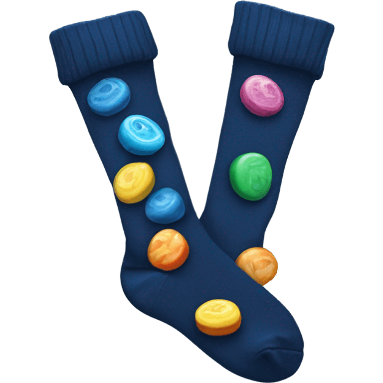 dark blue socks with candies emoji