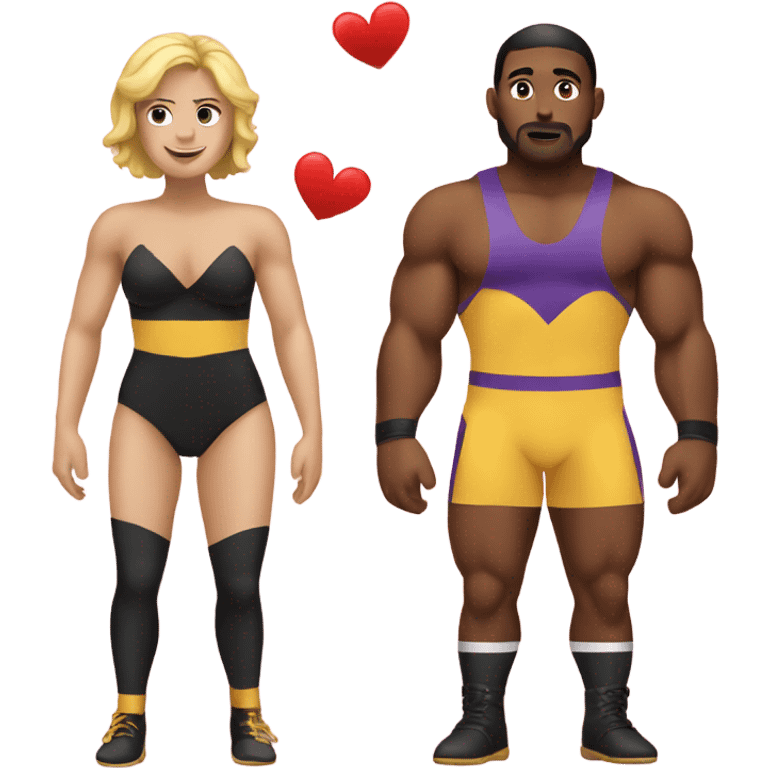 Male and female wrestler in love emoji