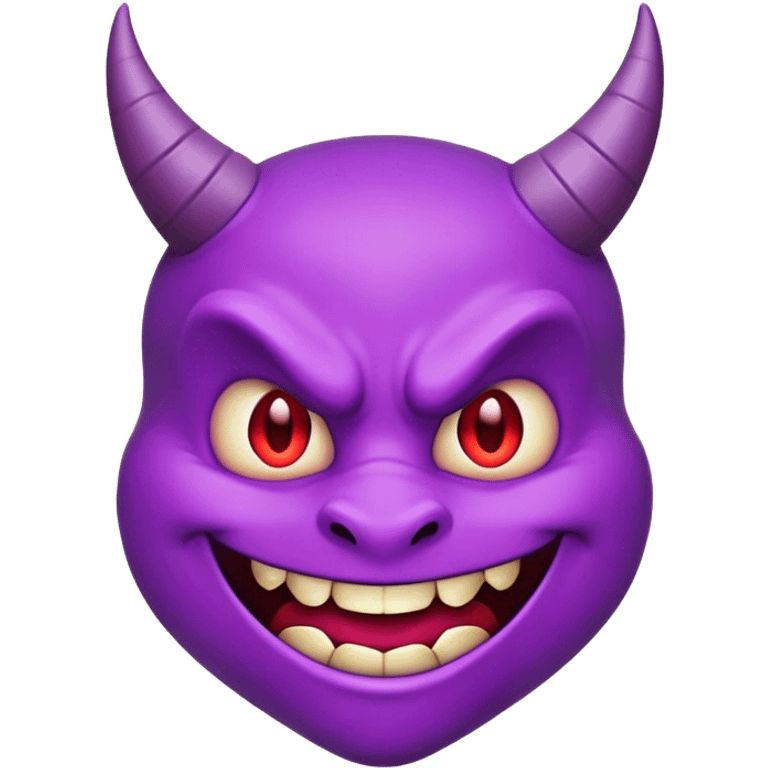 A purple devil emoji with a mischievous grin emoji