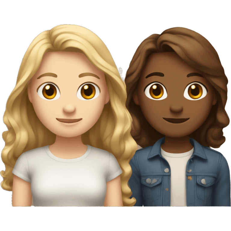 Two white best friends one with wavy brown hair and the other with straight brown hair emoji