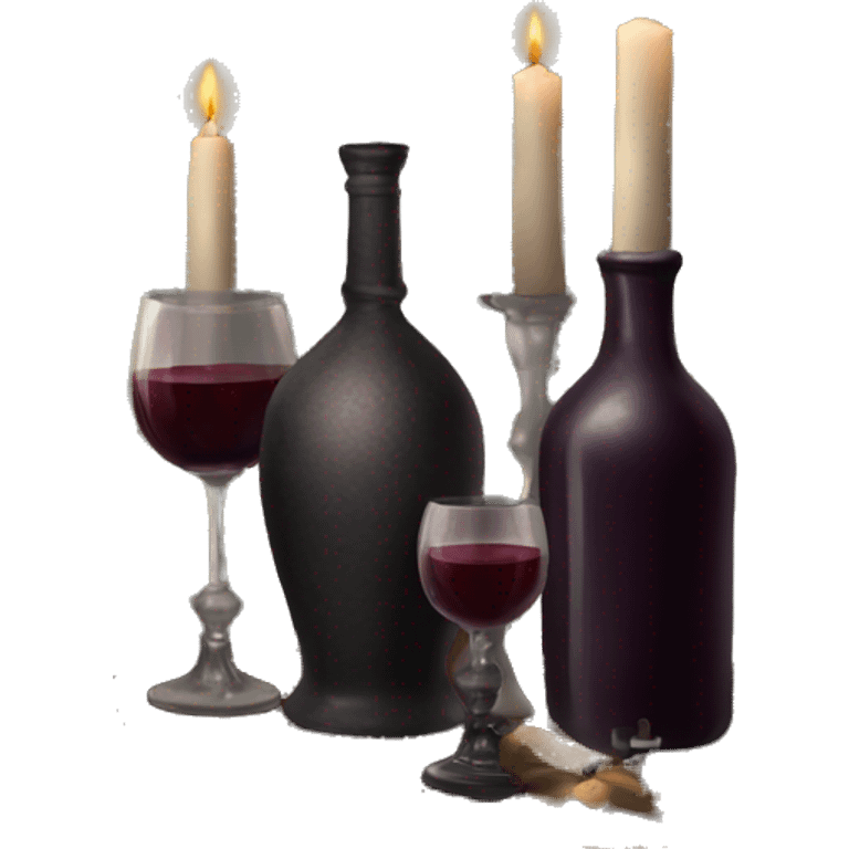 Dark cozy wine set up with Vintage candelabra on a table emoji