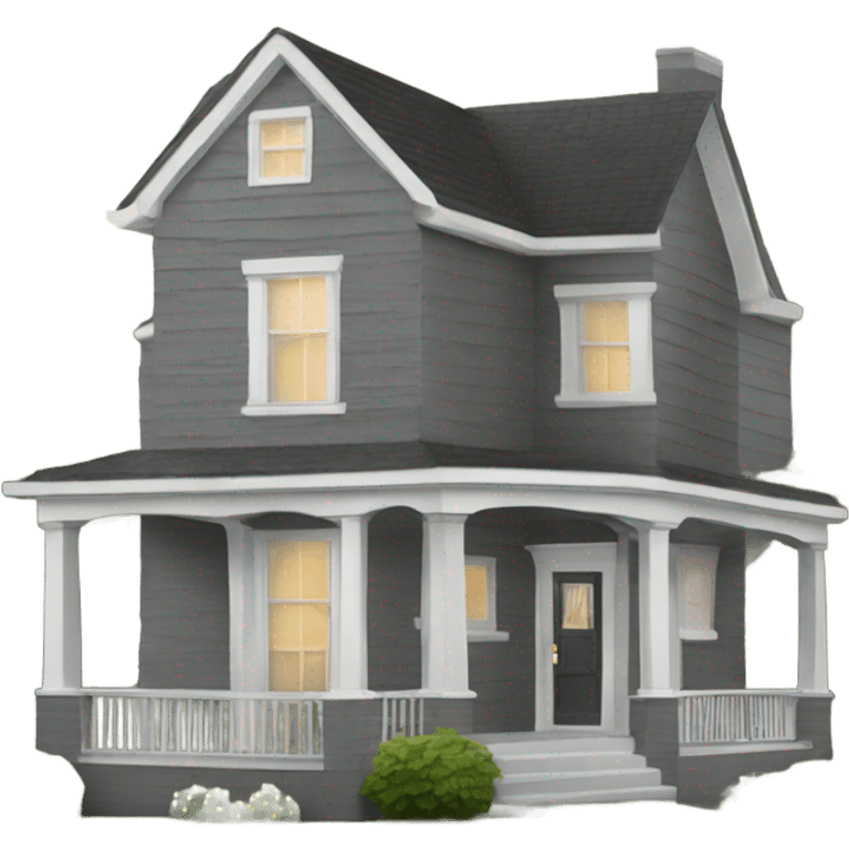 Grey 2 story house white trim  emoji