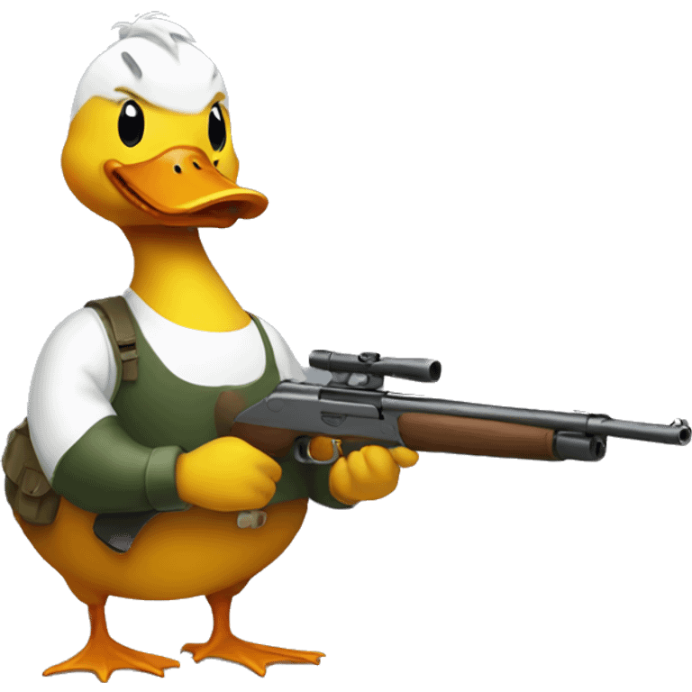 Duck holding a gun emoji