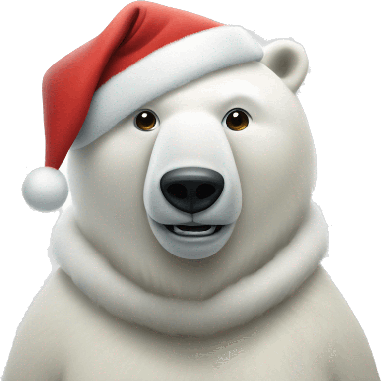 polar bear dressed up like santa emoji