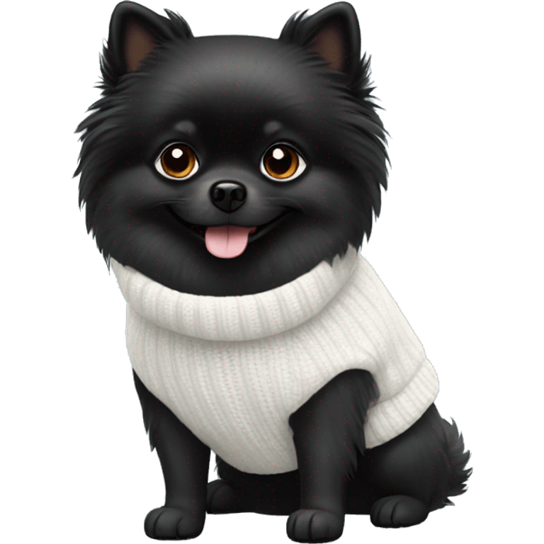 Black pomeranian wearing white sweater emoji