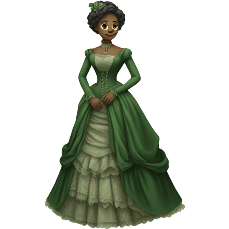 "green woman" galora in Victorian dress elegant, full body emoji