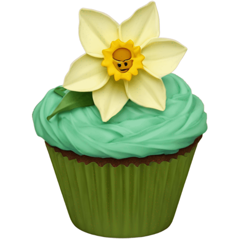 beautifully decorated daffodil cupcake emoji