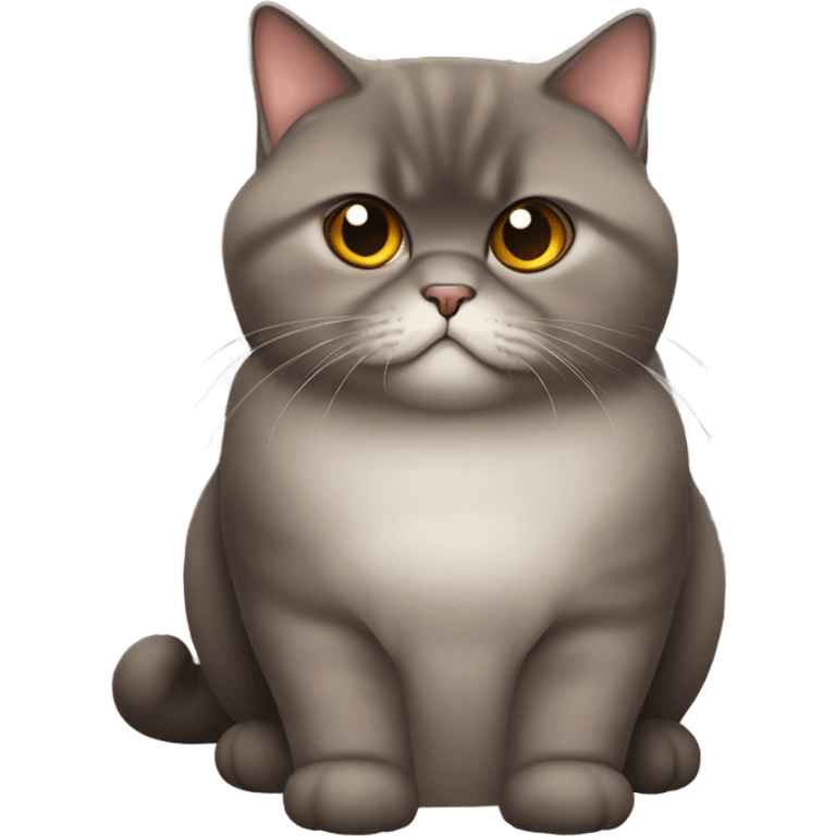 fluffy unimpressed looking deep brown british shorthair cat emoji