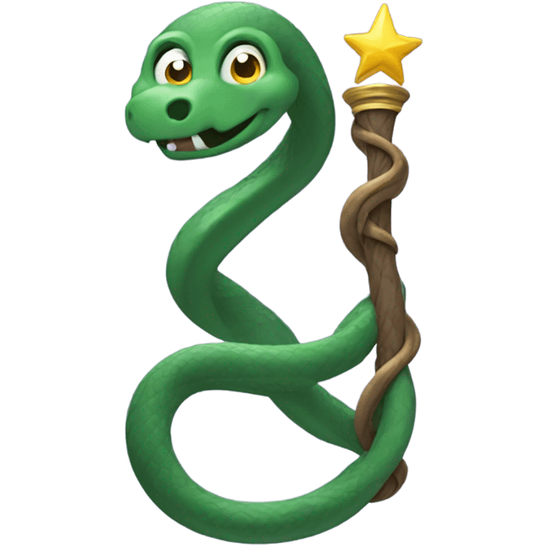 Snake climbing up wizard wand emoji