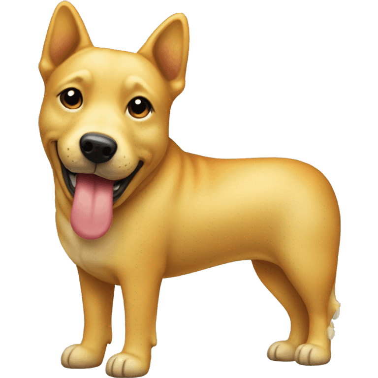 Emoji with a yellow bone dog treat in its mouth emoji