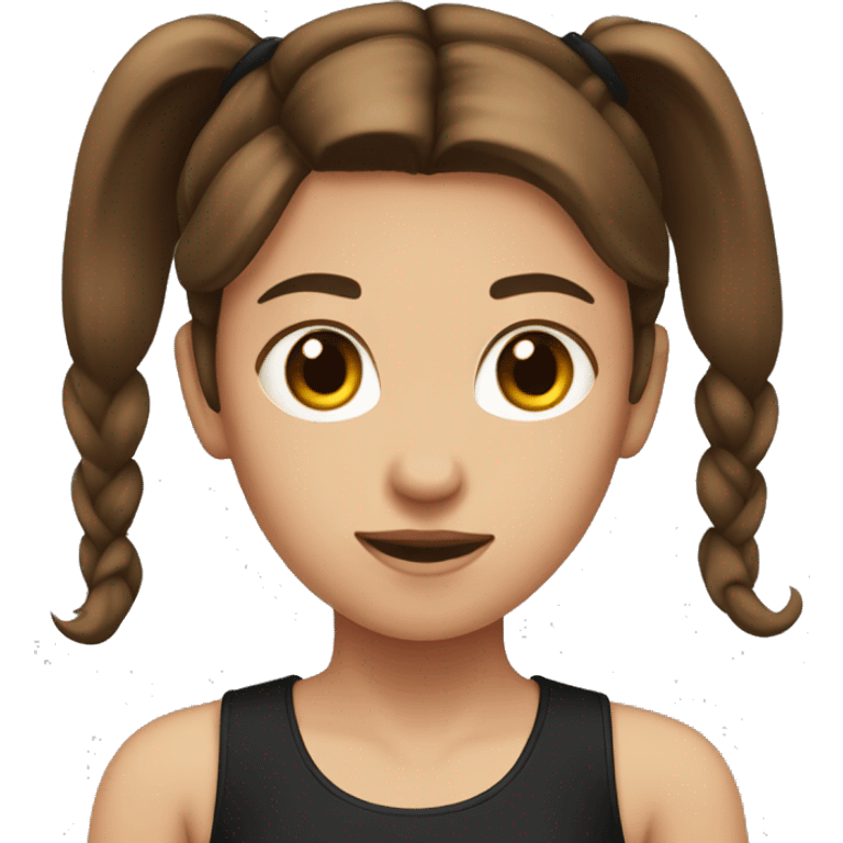 girl with brown hair in a ponytail and a black sleeveless shirt emoji