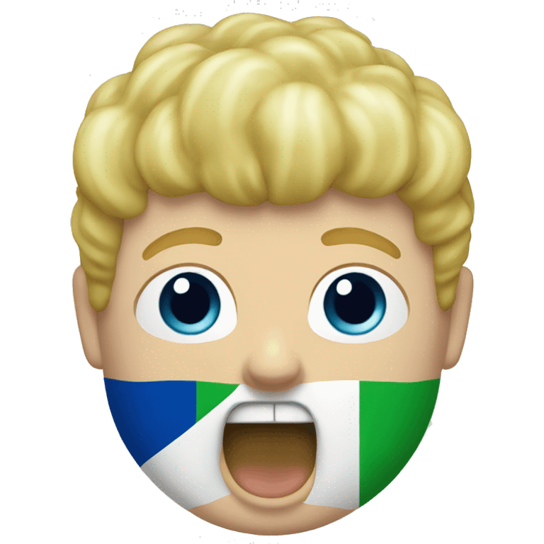 Guy with blonde hair and blue eyes eating a pot noodle  emoji