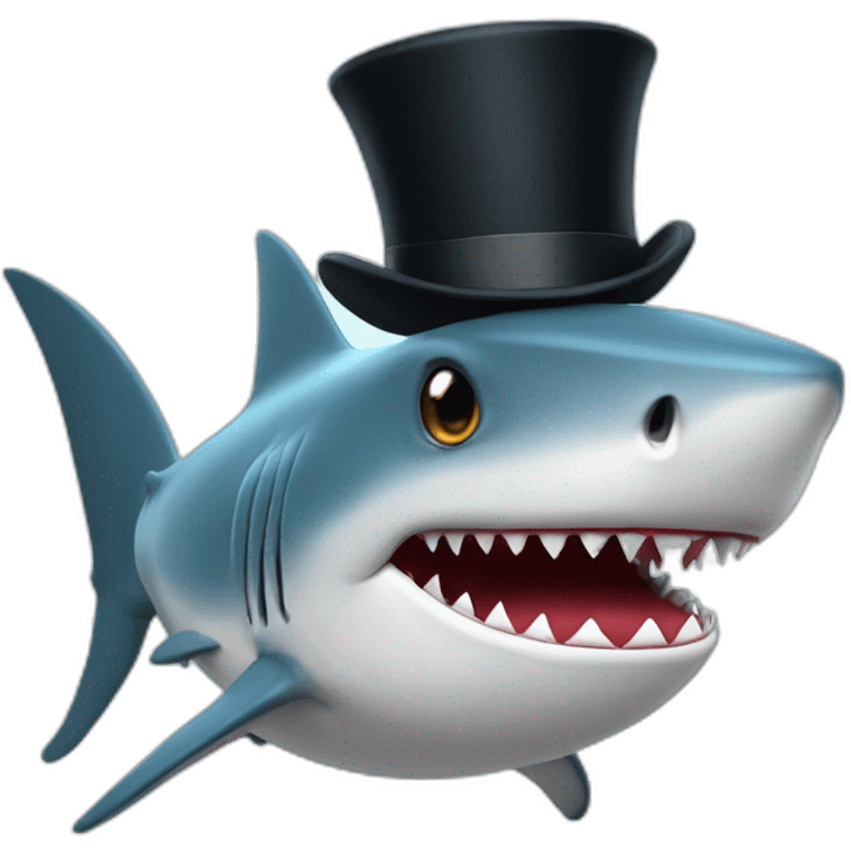 Shark with a top hat emoji