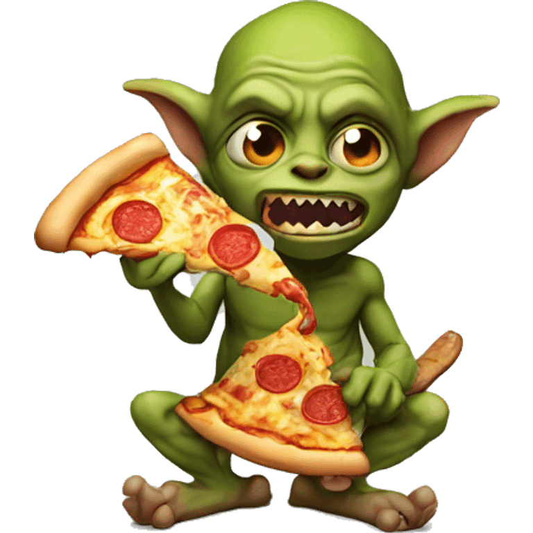 Goblin eating a pizza emoji