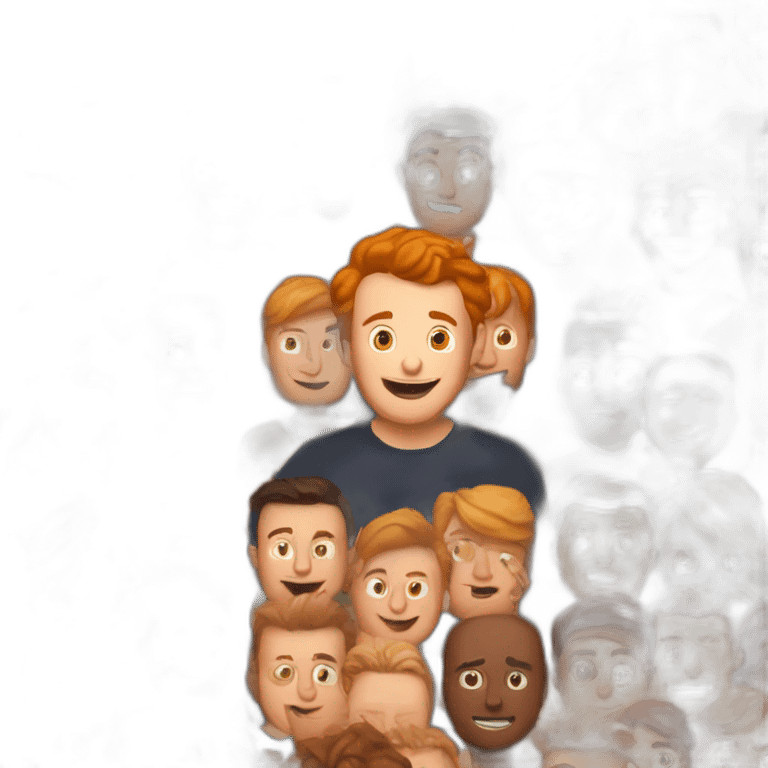 tom crossman with ginger hair doing a ted talk to a crowd of other tom crossman men emoji