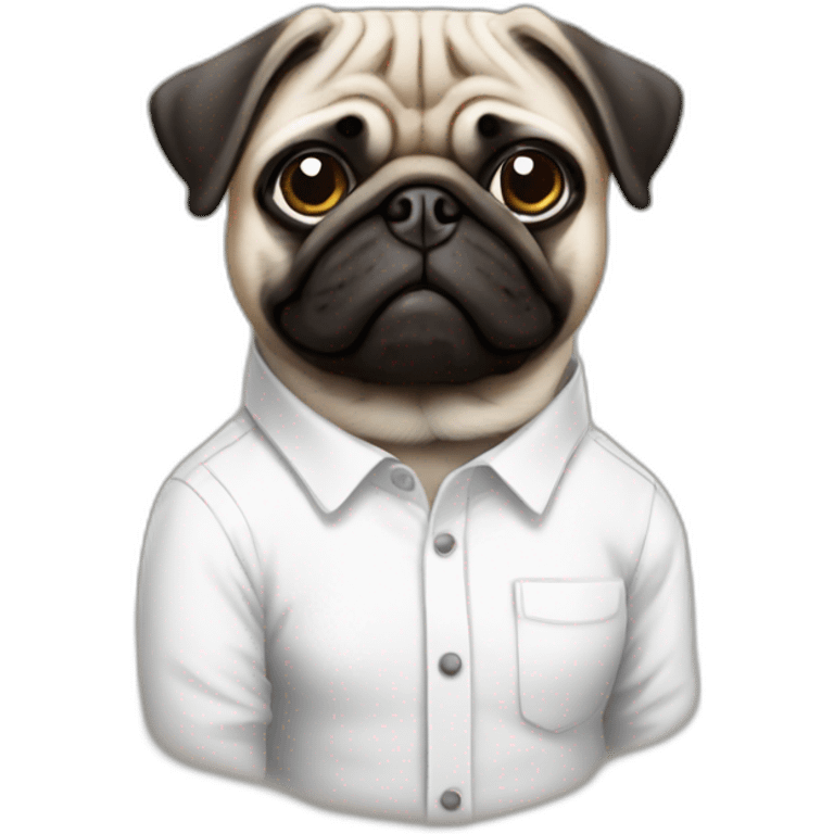 pug dressed wearing white button down shirt emoji