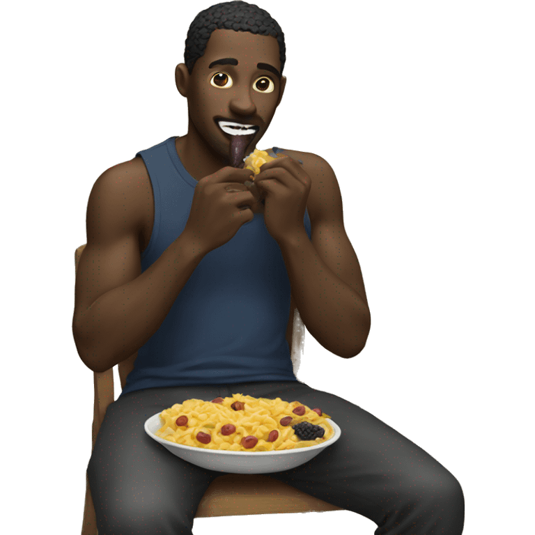 Black man eating  emoji