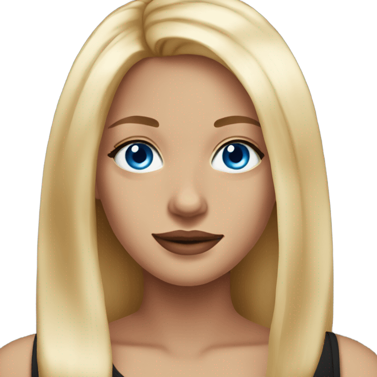 beautiful woman, long straight blonde hair, blue eyes, black tank top  emoji