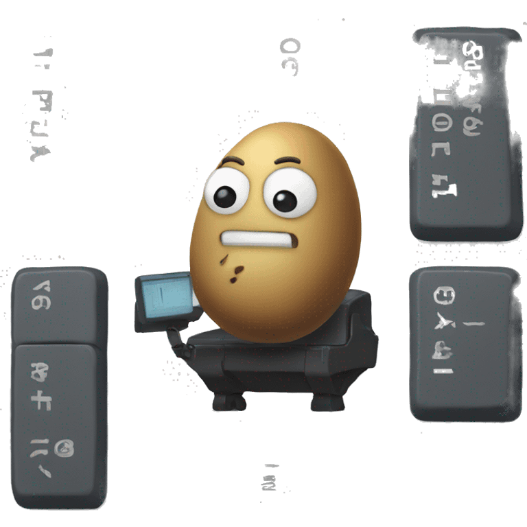 stoic anime potato with a mechanical keyboard in hand emoji