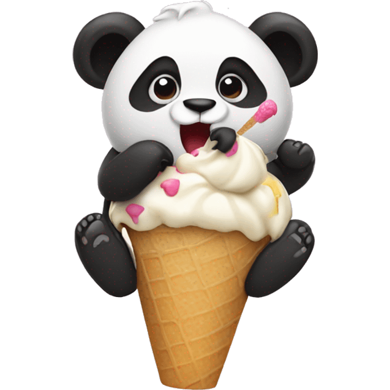 Panda eating ice cream emoji