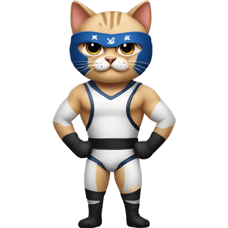 cat dressed as a professional wrestler emoji