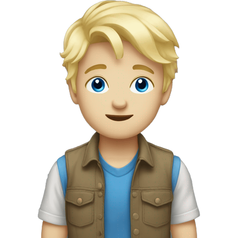 blonde hair blue eyes boy looking under emoji