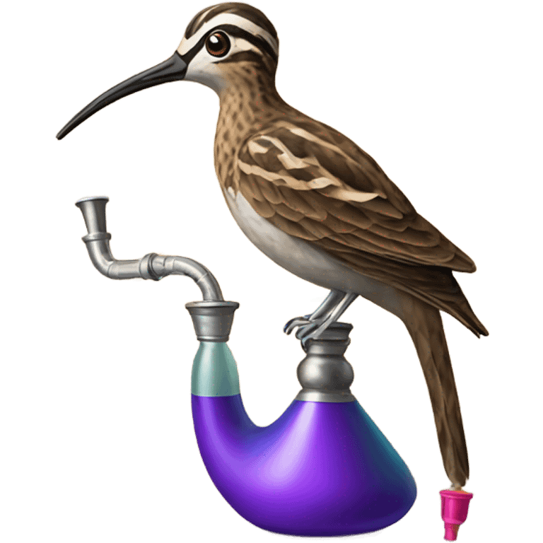 A snipe bird sits next to a hookah emoji