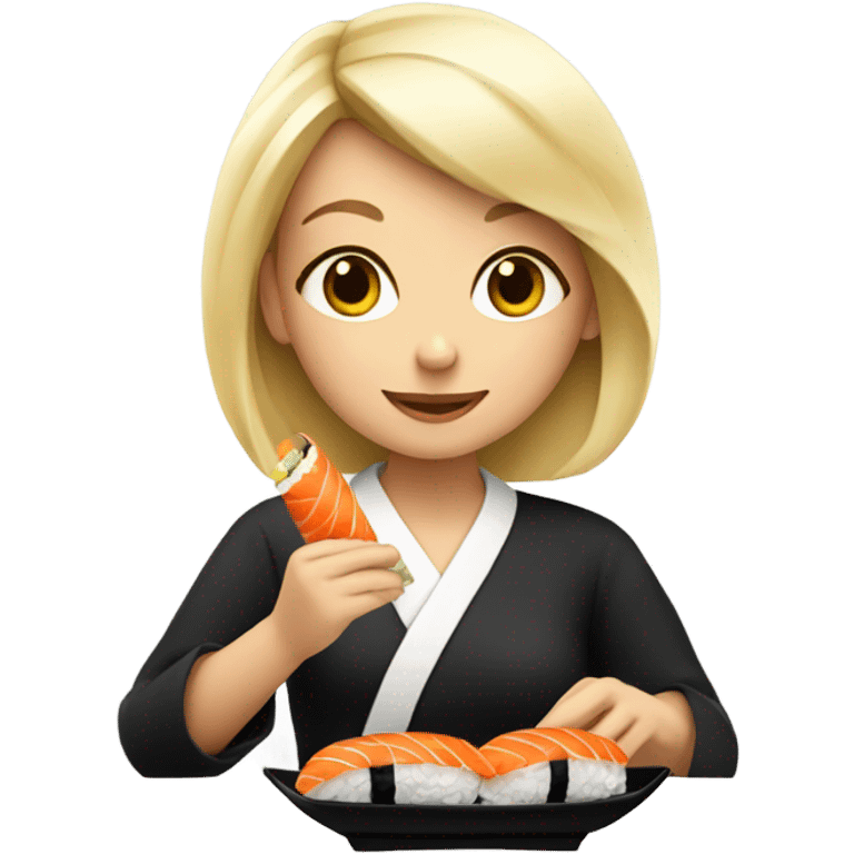 Blonde girl eating sushi emoji