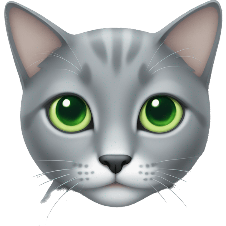 Grey cat with green eyes emoji