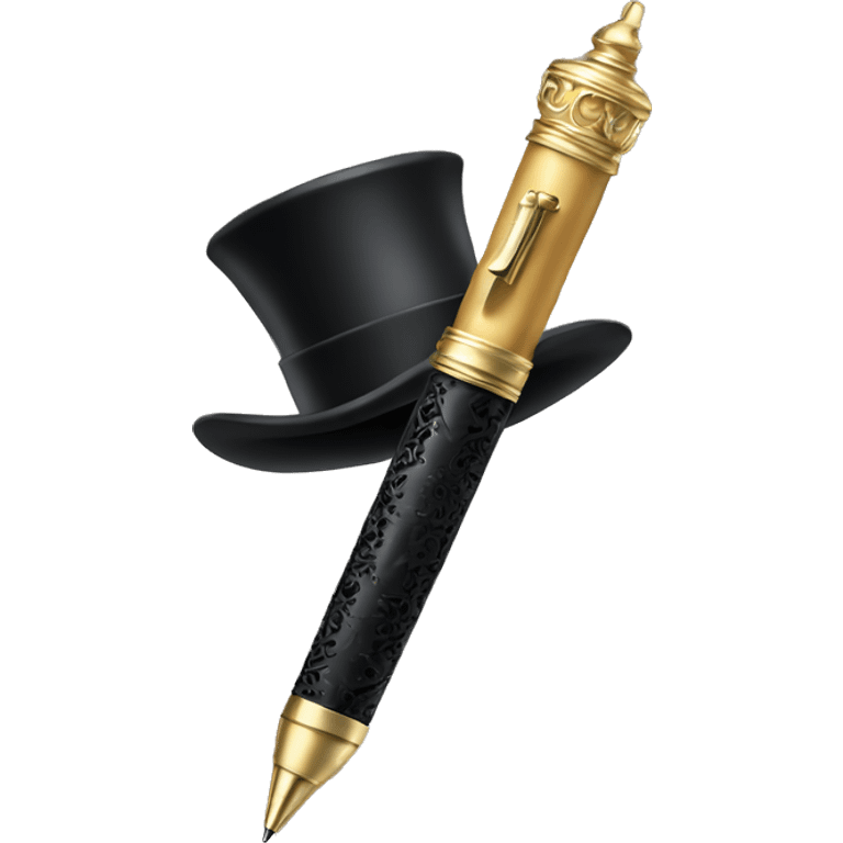 fancy pen with top hat emoji